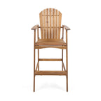 Outdoor Acacia Wood Adirondack Barstools, Set of 2