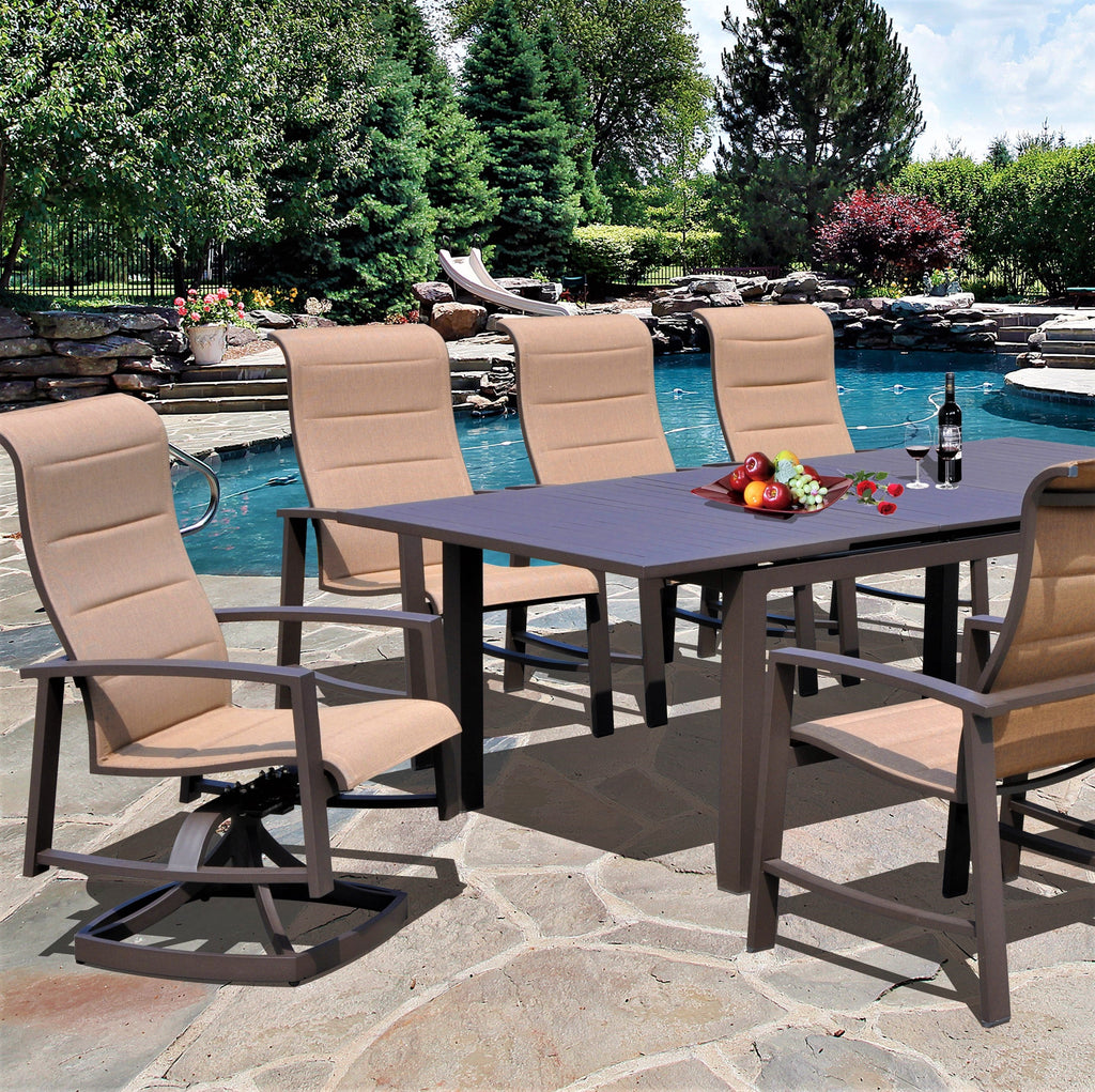 Horizon Brown & Tan Padded Sling Dining Set