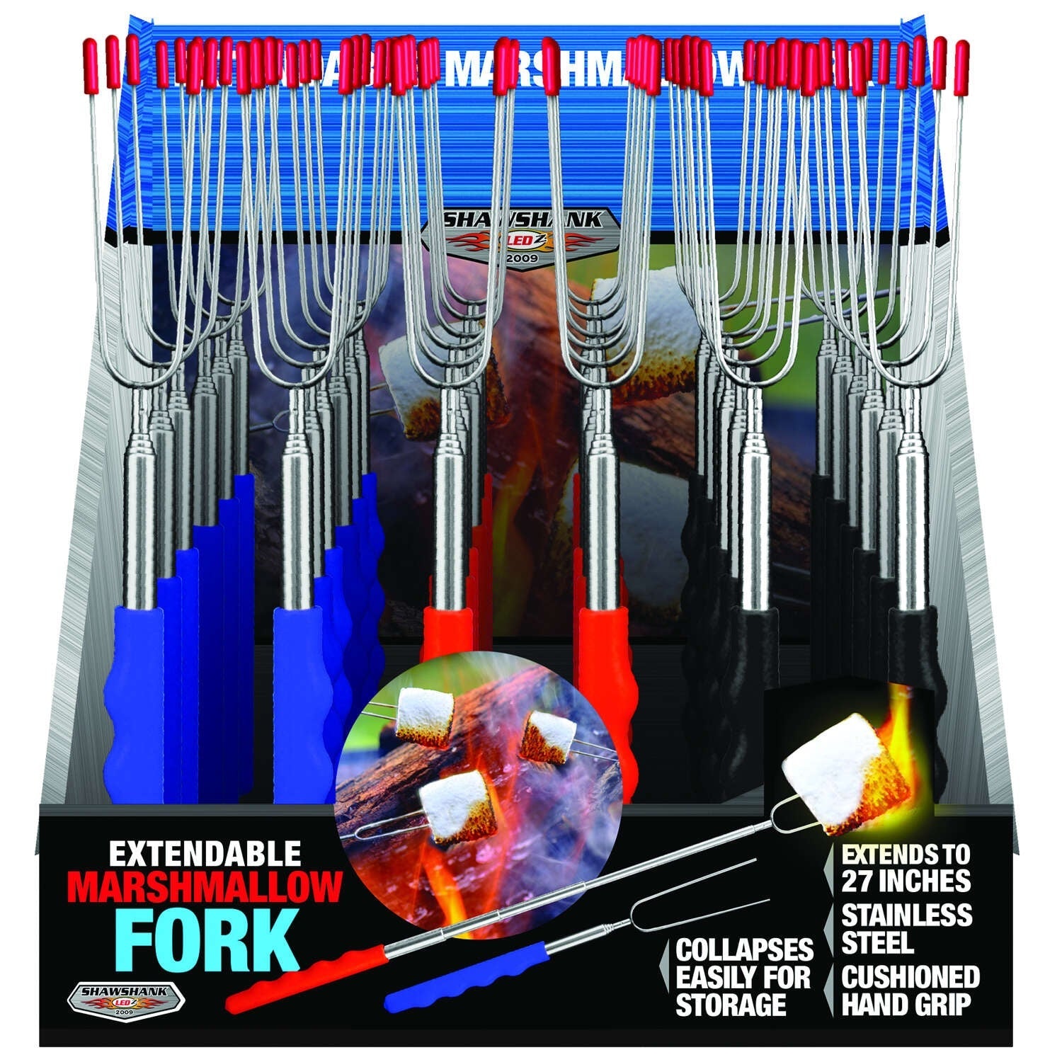 Open Flame Roasting Extendable Marshmallow Forks - 3 Pack