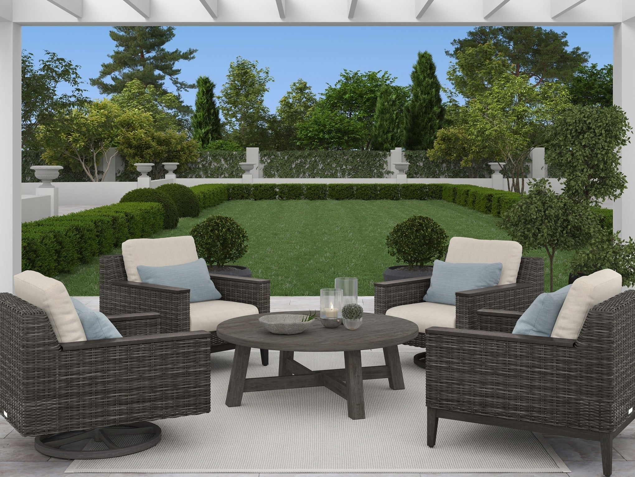 Remy Wicker Cushioned Seating and Chat Set