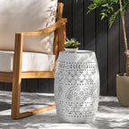 Ruby Outdoor Metal Lace Cutout Accent Table