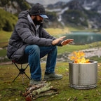 HotShot Traveler Portable Low Smoke 15" Round Wood-Burning Fire Pit with Carry Bag