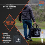 HotShot Explorer Portable Low Smoke 19.5" Round Wood-Burning Fire Pit with Carry Bag