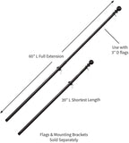 Weather Safe Black Iron Extendable Flag Pole