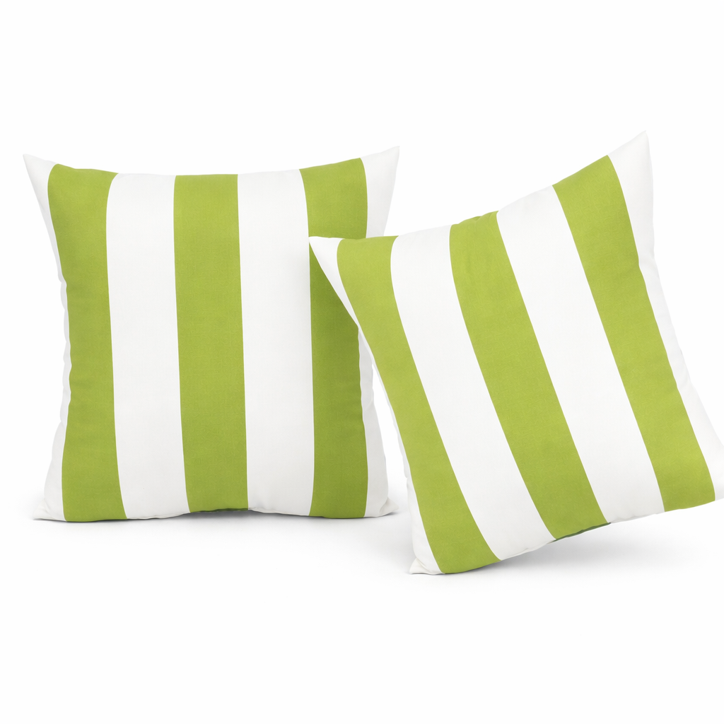 Lime & White Stripe Outdoor Square Pillows, Set of 2