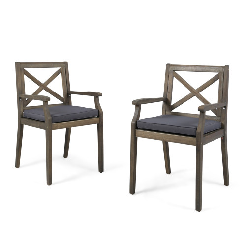 Perla Outdoor Dining Chairs with Cushions, Set of 2