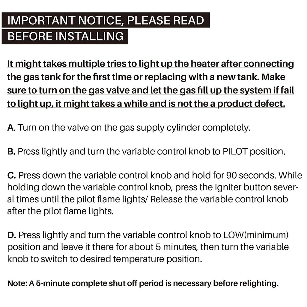 Quartz Glass Tube Propane Outdoor Patio Heater