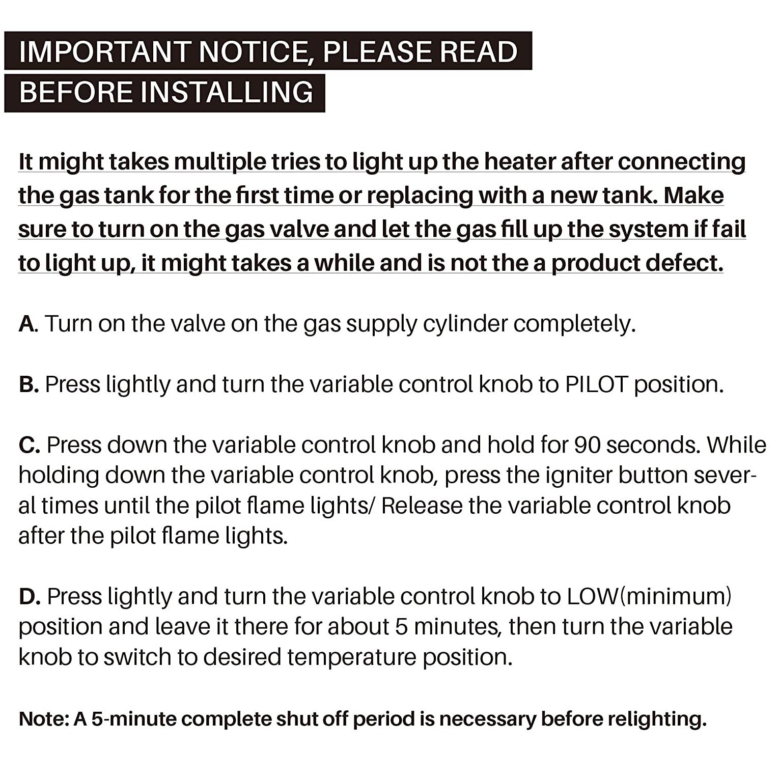 Quartz Glass Tube Propane Outdoor Patio Heater