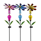 Bejeweled Metal Spinning Floral Solar Stake Light