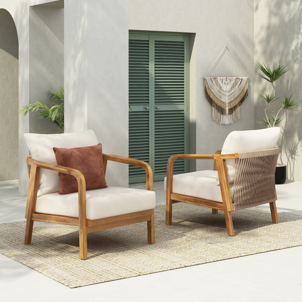 Calder Outdoor Lounge Chair with Woven Backrest