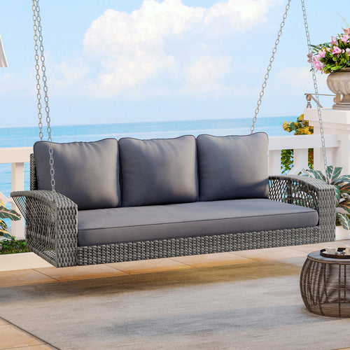 3-Person Large Porch Swing with Cushions
