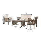 Tidewell 4 Piece Acacia Wood Outdoor Chat Set with Water-Resistant Cushions