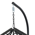 Foldable Rattan Egg Swing Chair with Iron Frame, Plush Cushion & Removable Headrest