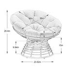 360° Swivel Indoor Outdoor Wicker Papasan Chair with Soft Thick Cushion