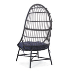Outdoor Basket Chair with Gridded Design and Metal Frame