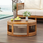 Sundara Acacia Wood Outdoor Coffee Table with Handwoven Rope Accents