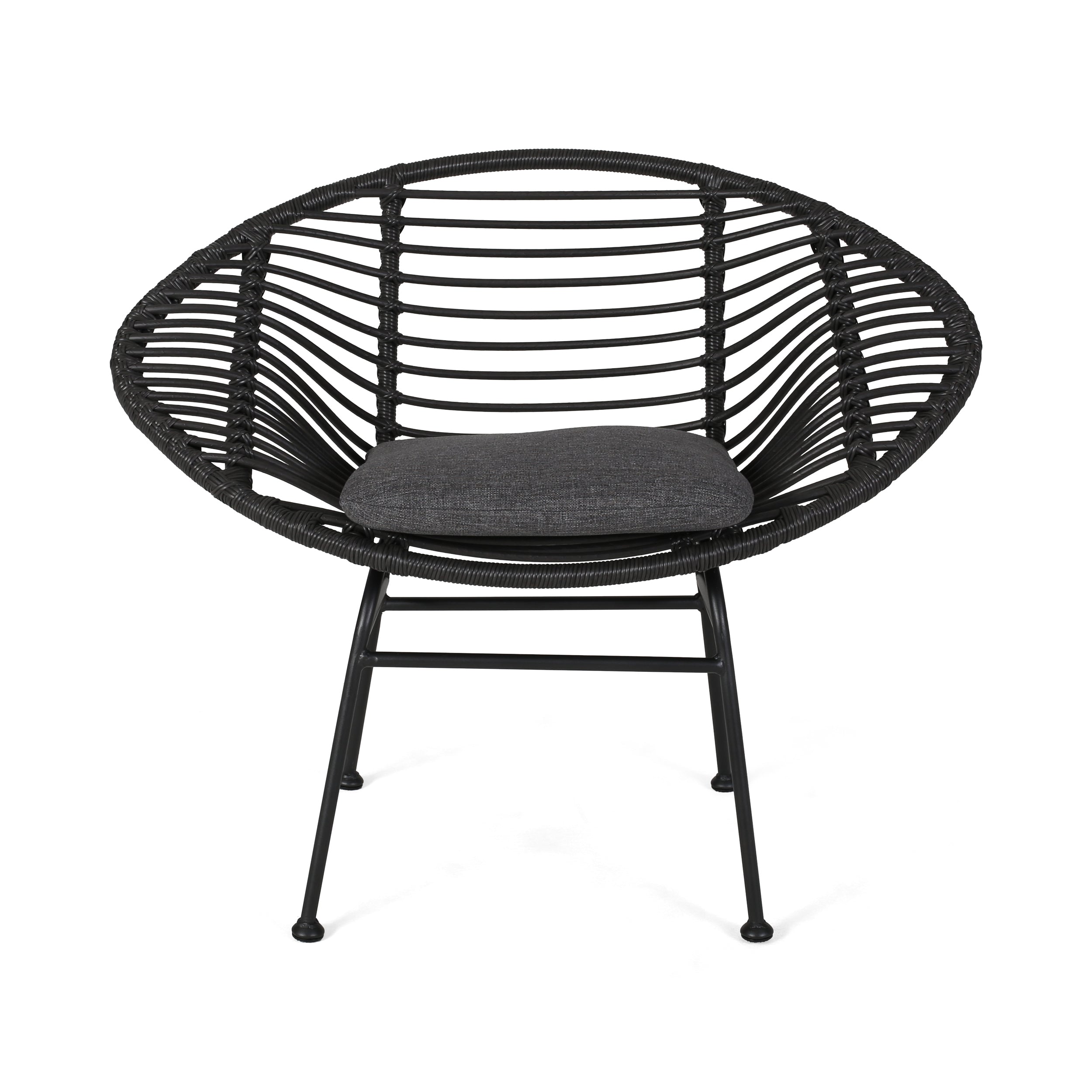 Cordella Outdoor Woven Wicker Chairs with Cushions, Set of 2