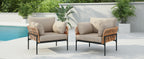Brisa Outdoor Modern Iron Lounge Chair with Rope Weave