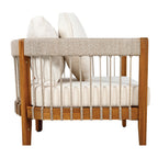 Azari Outdoor Acacia Wood Club Chair with Handwoven Rope Accents & Curved Backrest