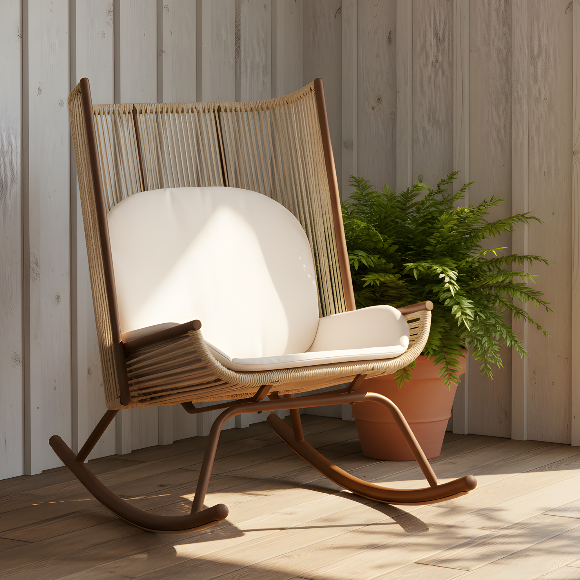High Square Back Modern Outdoor Rocking Chair