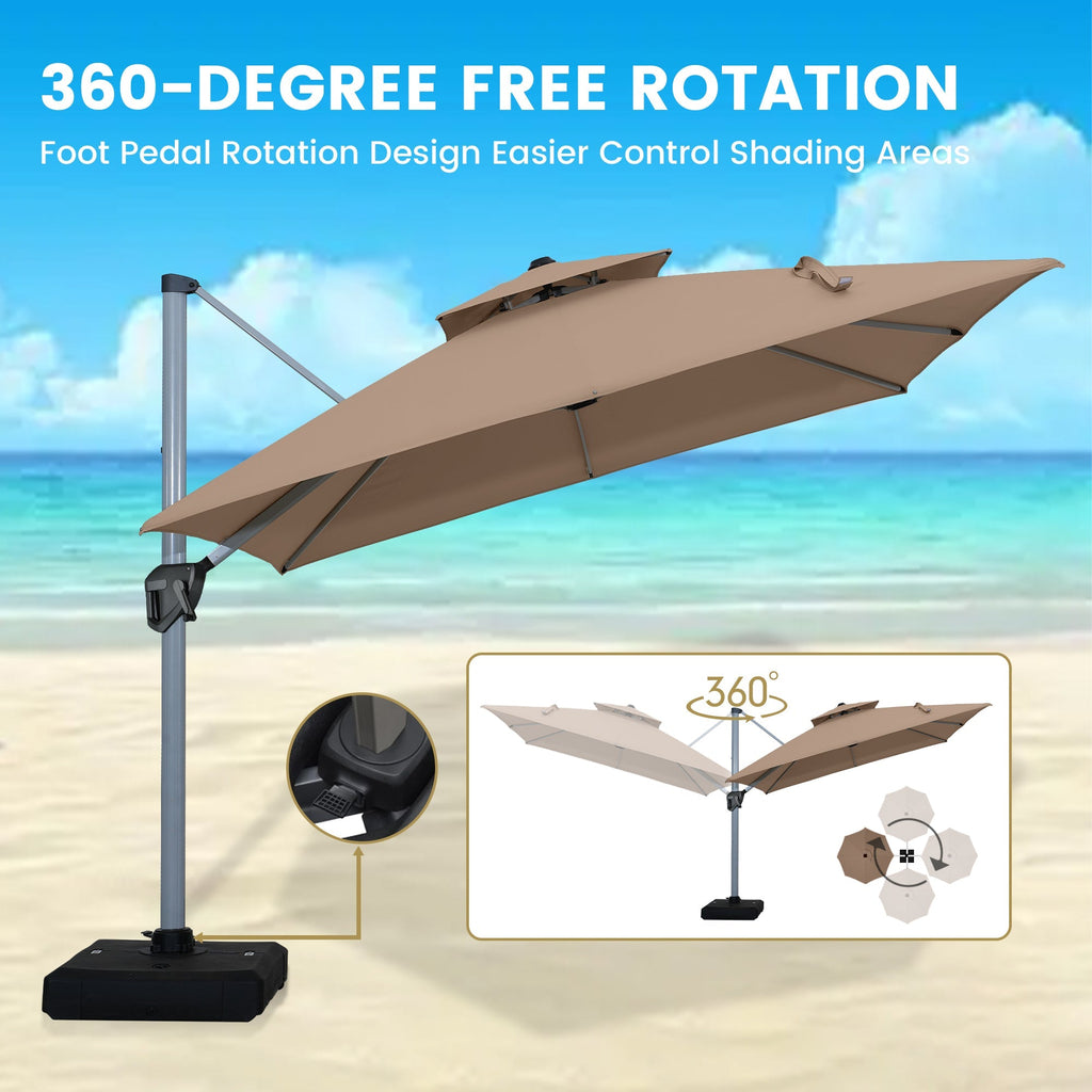 11' Outdoor Square Double Top Patio Umbrella, Base Not Included