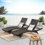 Crete Wicker Chaise Lounge, Set of 2