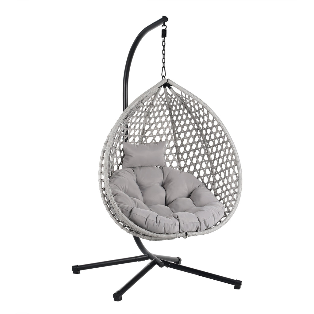 Hanging Swinging Egg Chair with Rattan Weaving, Base Included