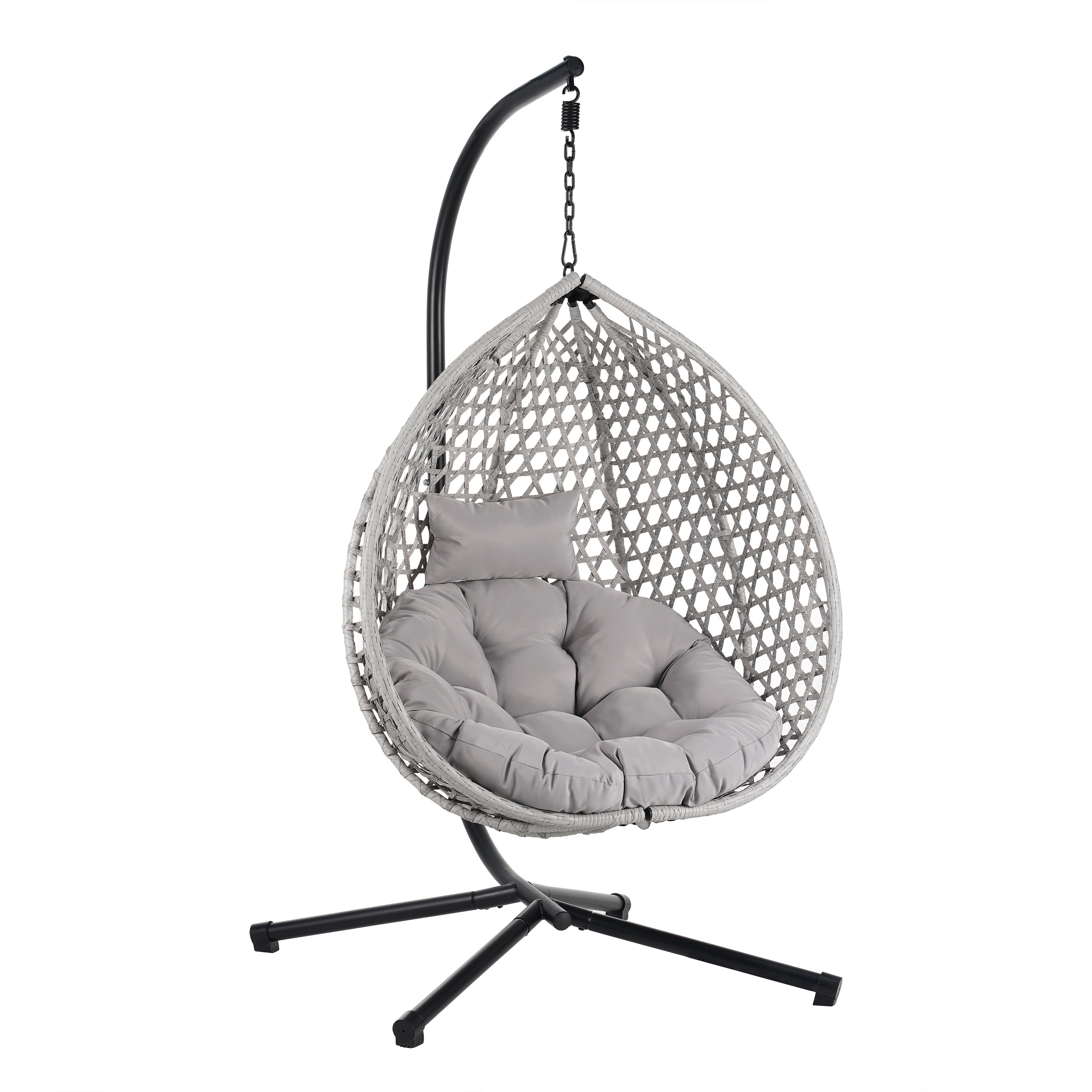 Hanging Swinging Egg Chair with Rattan Weaving, Base Included