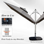 9' Aluminum Cantilever Tilt Patio Umbrella with Center Pole, Base Not Included