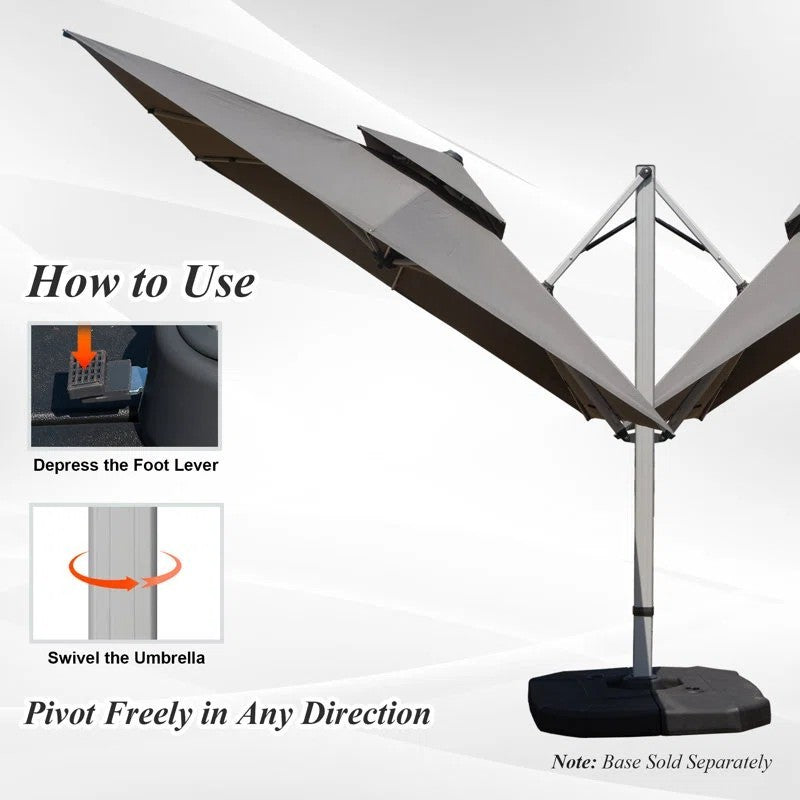 9' Aluminum Cantilever Tilt Patio Umbrella with Center Pole, Base Not Included