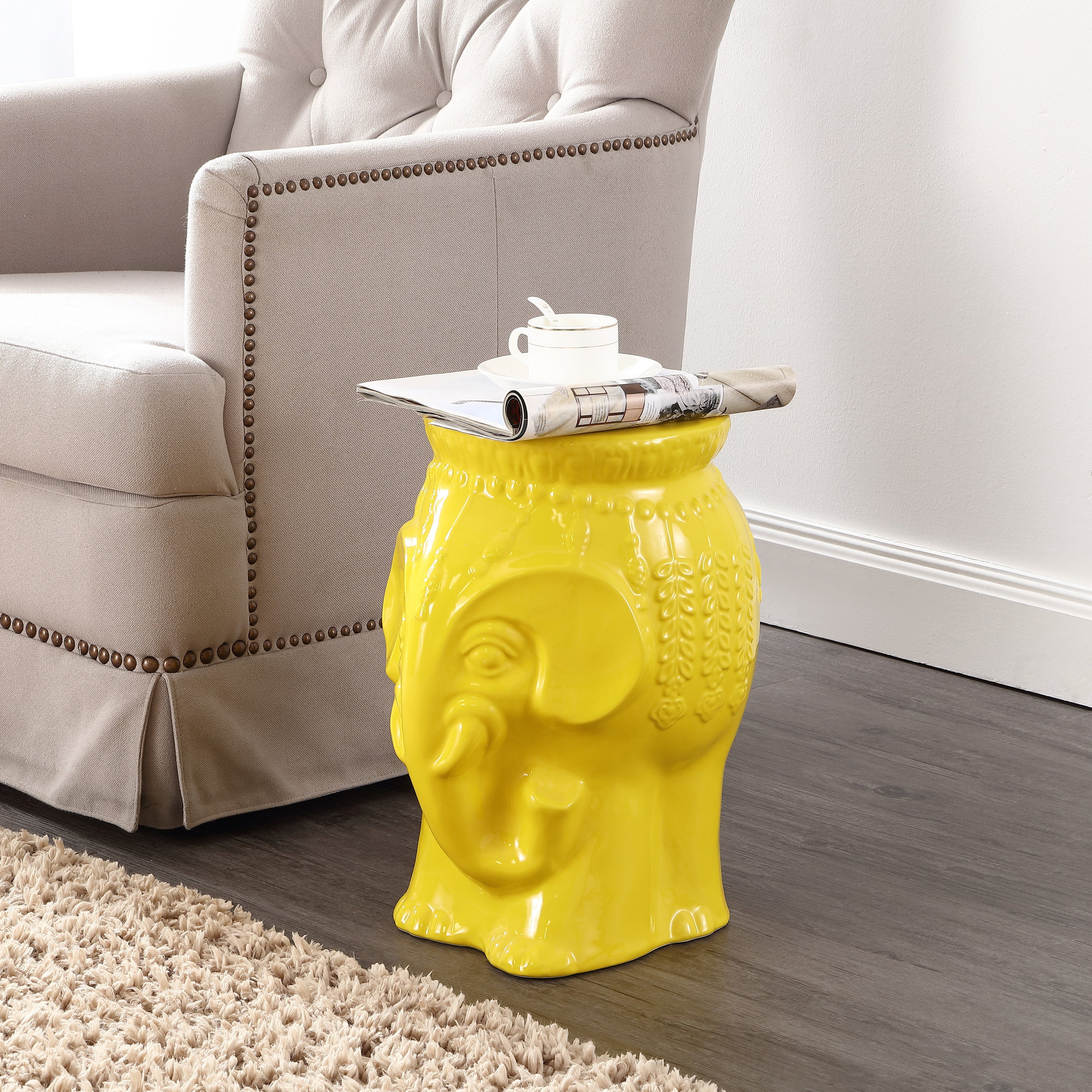 Orla Bohemian Elephant Ceramic Garden Stool