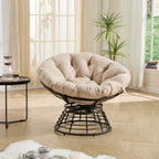 360° Swivel Indoor Outdoor Wicker Papasan Chair with Soft Thick Cushion