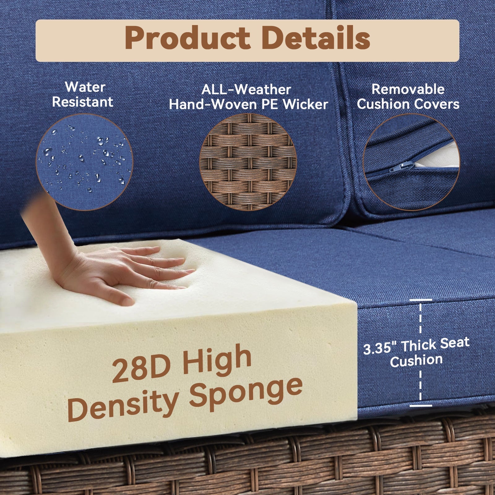 Marlowe Wicker Outdoor 3 Seat Sofa