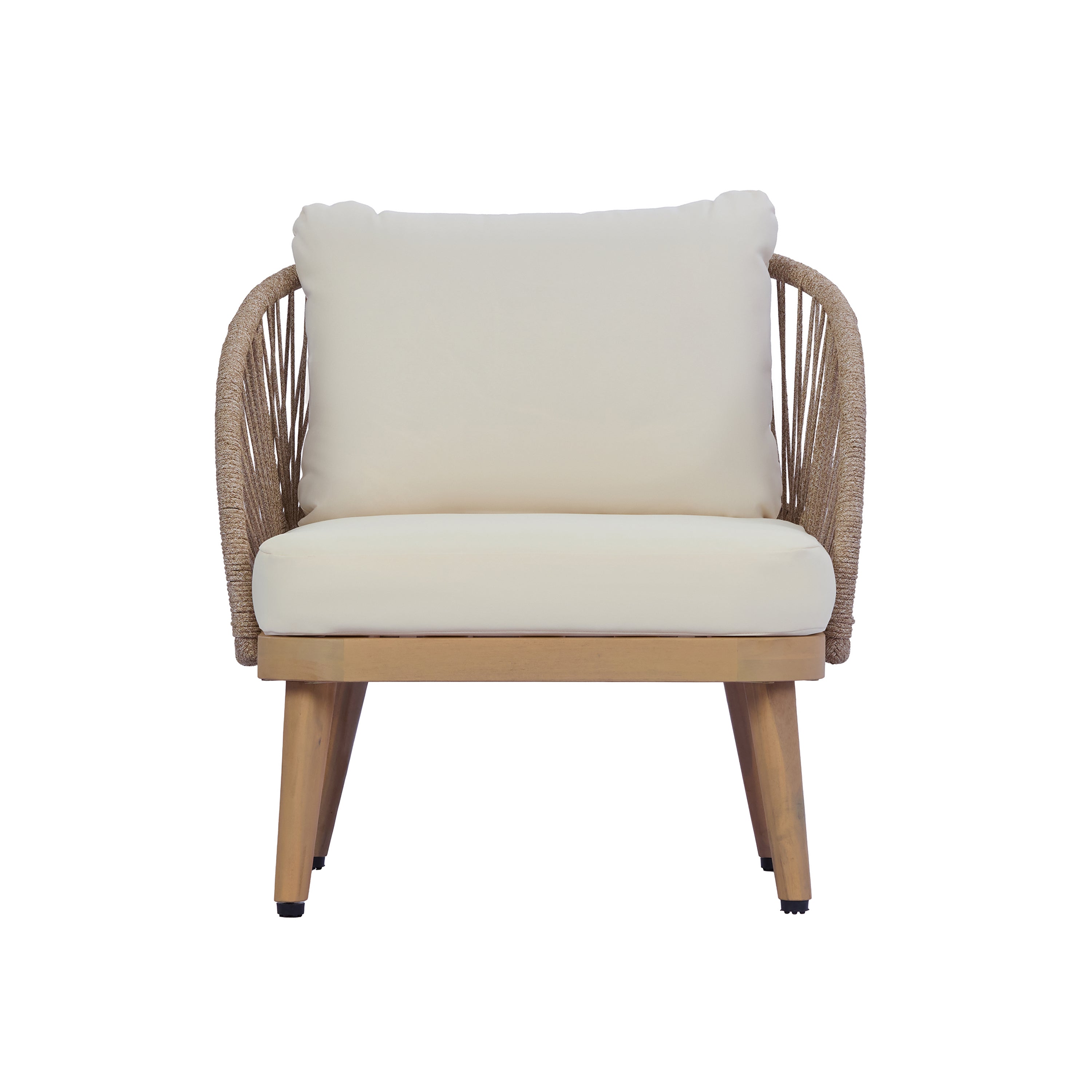 Solstice Outdoor Acacia Wood Club Chair with Handwoven Rope Accents