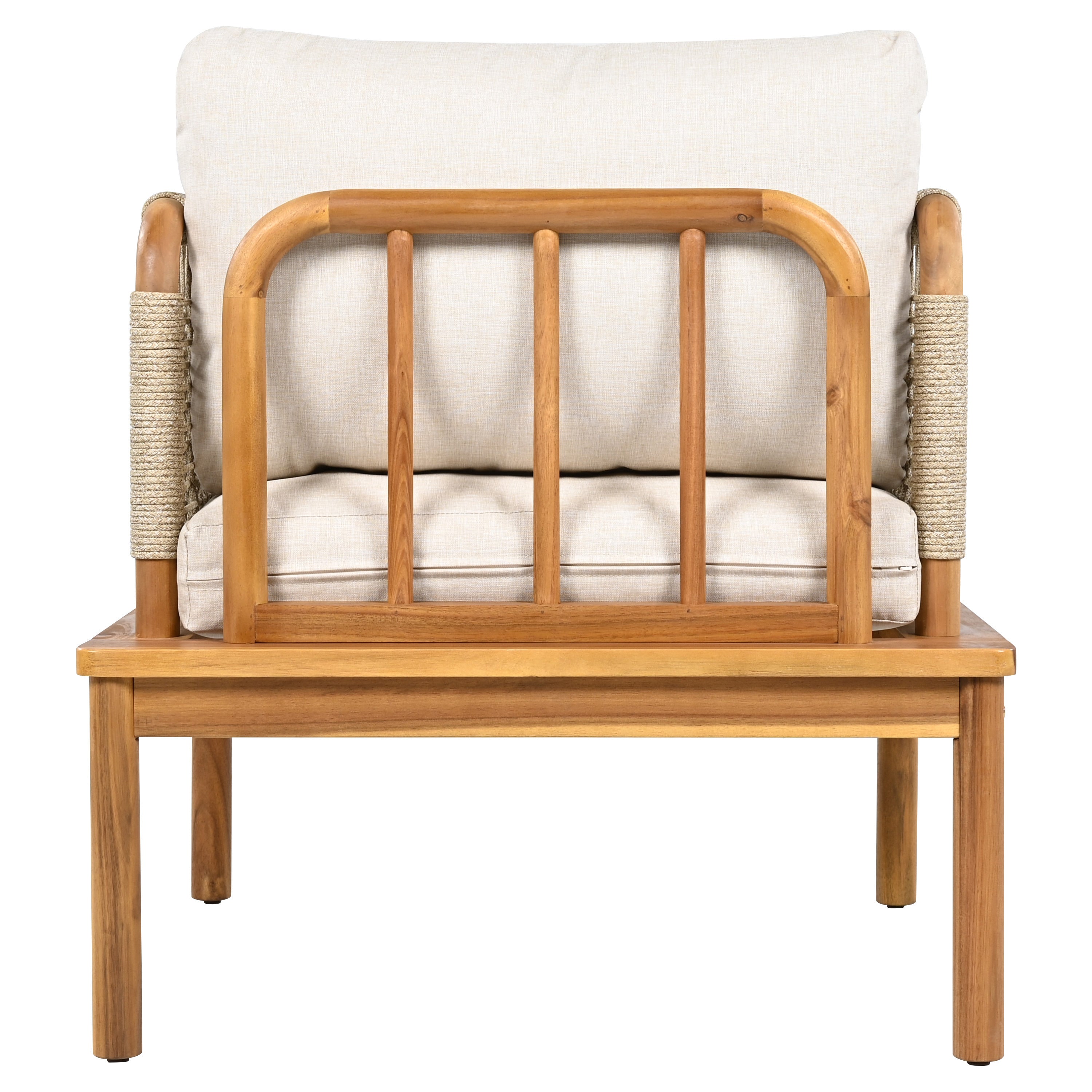 Isola Outdoor Acacia Wood and Rope Club Chair with Cushions