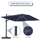 11' Square Cantilever Patio Umbrella with LED Light, Base Not Included