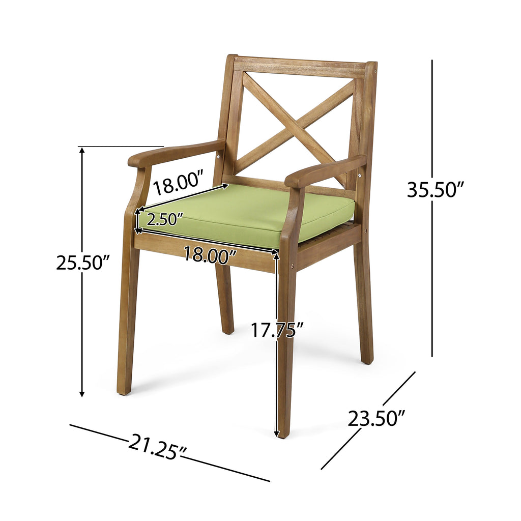 Perla Outdoor Dining Chairs with Cushions, Set of 2