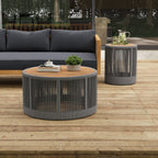 Sundara Outdoor Coffee & Side Table Set with Woven Rope Design