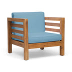 Oana Outdoor Acacia Wood Club Chair with Cushion