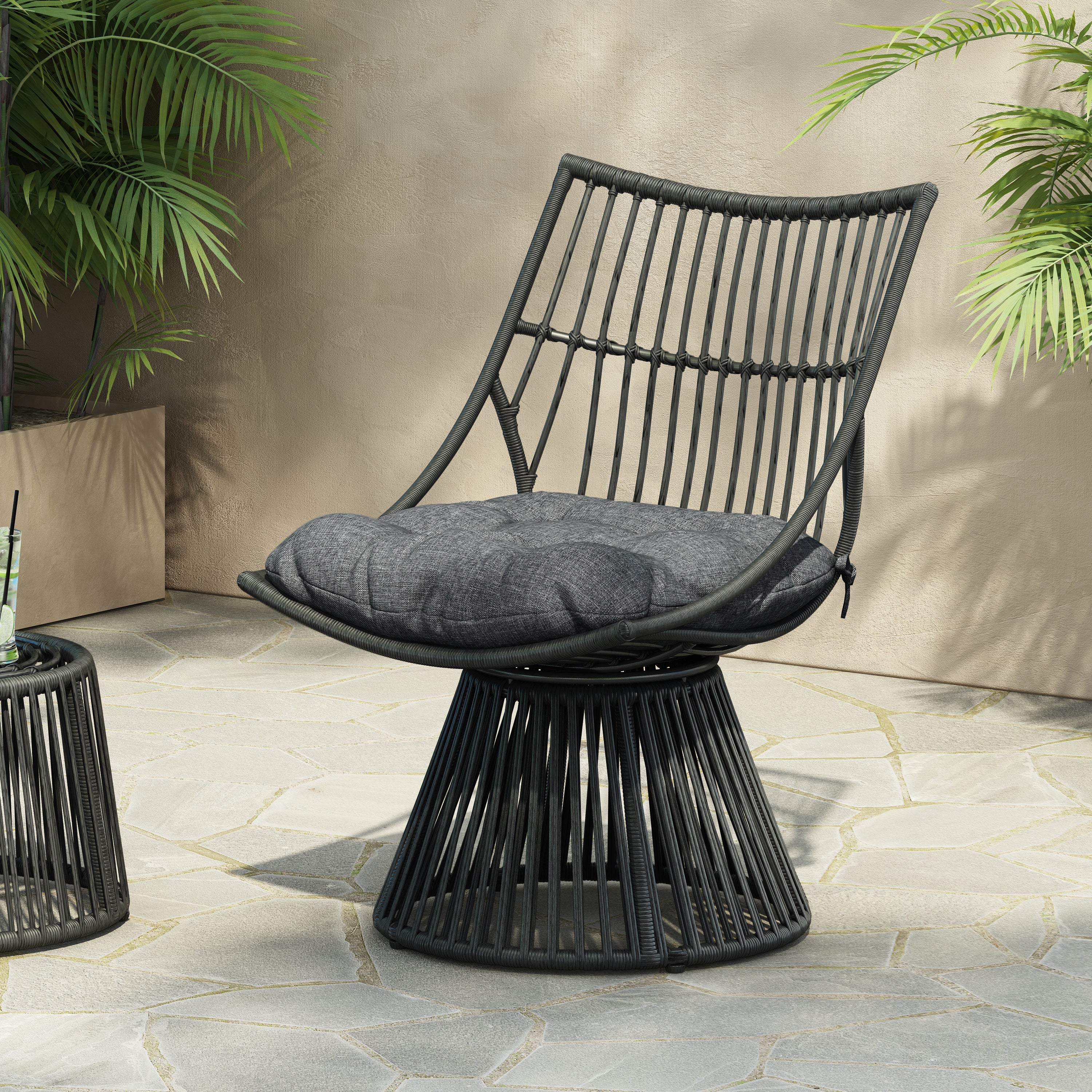 Strontianite Outdoor Rattan Chair with High Back Design