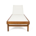 Outdoor Chaise Lounge with Acacia Wood Frame