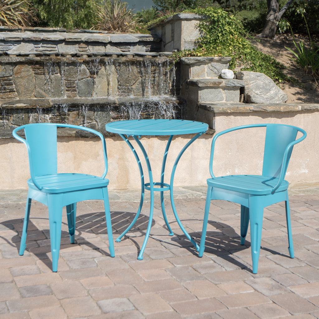 Colman 3-Piece Iron Bistro Set with Table and 2 Chairs