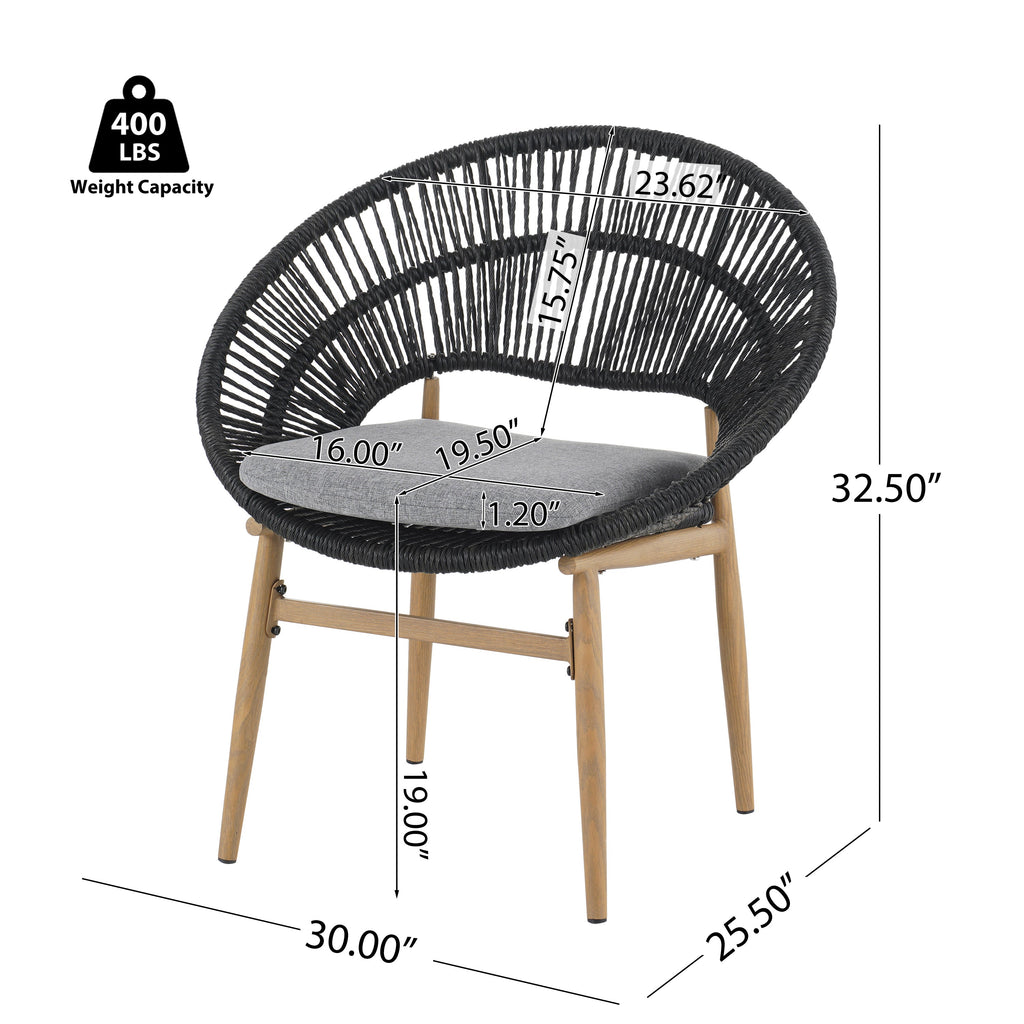 Cyril Outdoor Wicker Papasan Style Dining Chair, Set of 2