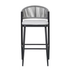 Outdoor Metal Frame Stools with Scallop-Shaped Backrest & Water-Resistant Cushions, Set of 2