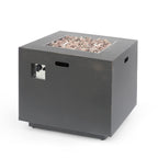 33" Outdoor Iron Square Propane Fire Pit, Tank Inside, 50,000 BTU