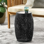 Ruby Outdoor Metal Lace Cutout Accent Table