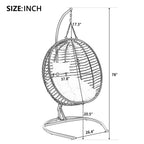 Folding Hanging Swinging Egg Chair with Stand & Tufted Cushion