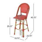 Callisto 29.5" Outdoor Rattan and Aluminum Bar Stool with Curved Back and Footrest