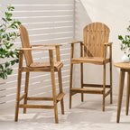 Outdoor Acacia Wood Adirondack Barstools, Set of 2