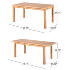 Solene Outdoor Acacia Wood 7-Pieces Expandable Dining Set with Umbrella Hole